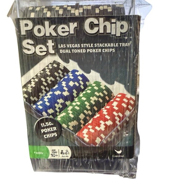 Pokers Chip Set Las Vegas Style Stackable Tray Dual Toned Poker Chips 100 Chips - Picture 4 of 4